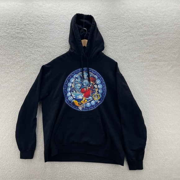 Disney Other - Kingdom Hearts Hoodie Mens XL Sora Disney Black Pullover Anime Y2K Gaming Ps2